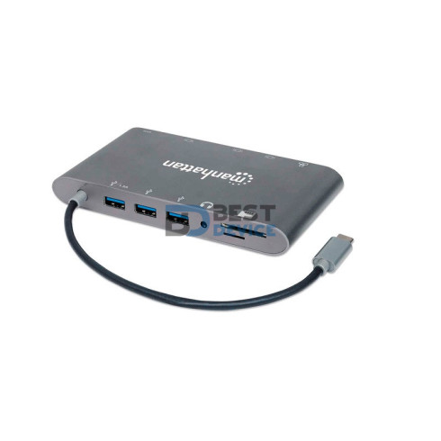 HUB USB-C/7 EN 1 MANHATTAN 152808 4K/60HZ GRIS