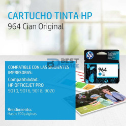 TINTA HP 964 CIAN 3JA50AL 10.7ML