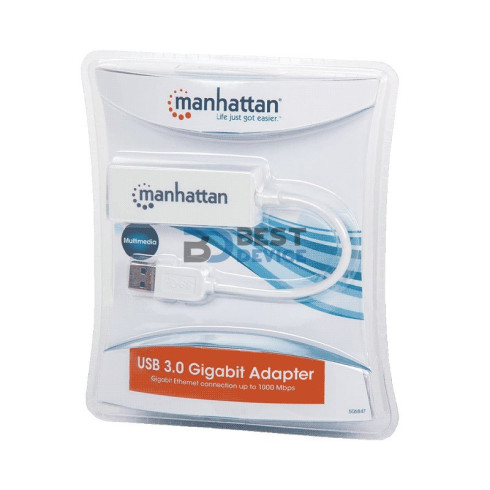ADAPTADOR USB-A 3.0/RJ45 MANHATTAN 506847 10/1000 MBPS BLANCO