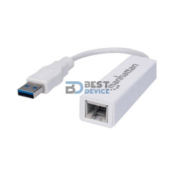 ADAPTADOR USB-A 3.0/RJ45 MANHATTAN 506847 10/1000 MBPS BLANCO
