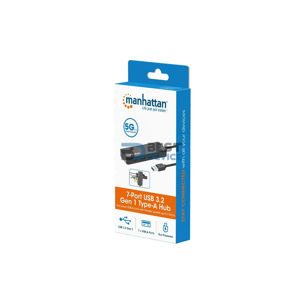 HUB USB-A 3.2 MANHATTAN 168403 7 PORT/5GBPS NEG HUB USB-A 3.2 MANHATTAN 168403 7 PORT/5GBPS NEG