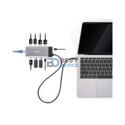 HUB USB-C 3.2/10 EN 1 MANHATTAN 130714 8K/10GBPS/RJ45 GRIS
