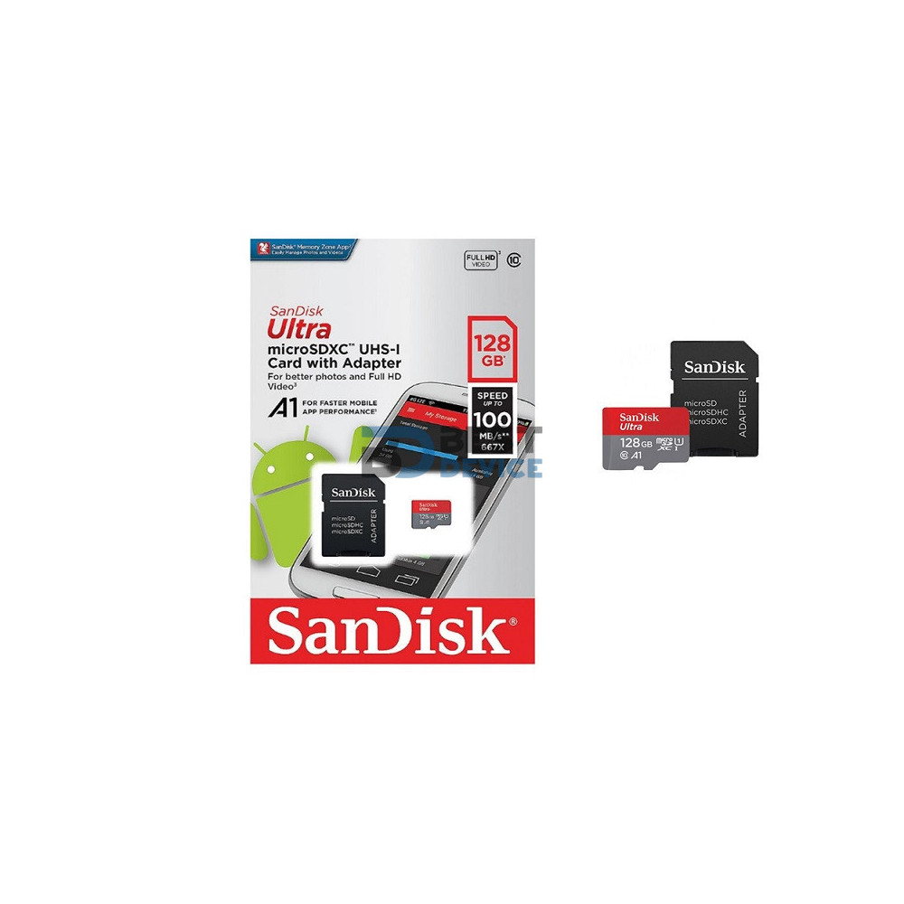 MEMORIA MICRO SD SANDISK 128GB 100MBS CLAS10 MEMORIA MICRO SD SANDISK 128GB 100MBS CLAS10