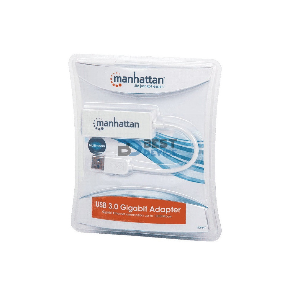 ADAPTADOR USB-A 3.0/RJ45 MANHATTAN 506847 10/1000 MBPS BLANCO ADAPTADOR USB-A 3.0/RJ45 MANHATTAN 506847 10/1000 MBPS BLANCO