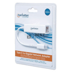ADAPTADOR MANHATTAN USB-C 3.2/RJ45 GBLAN 507585 BLANCO