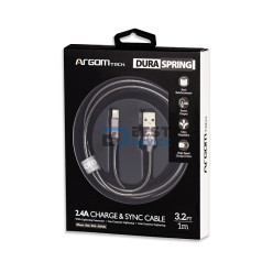 CABLE ARGOMTECH ARG-CB-0027GR LIGHTNING USB 2.0 METAL