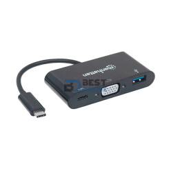 CONVERSOR USB-C 3.1-VGA/USB-A/USB-C MANHATTAN 152044 HD/FHD/60HZ BLISTER NEG