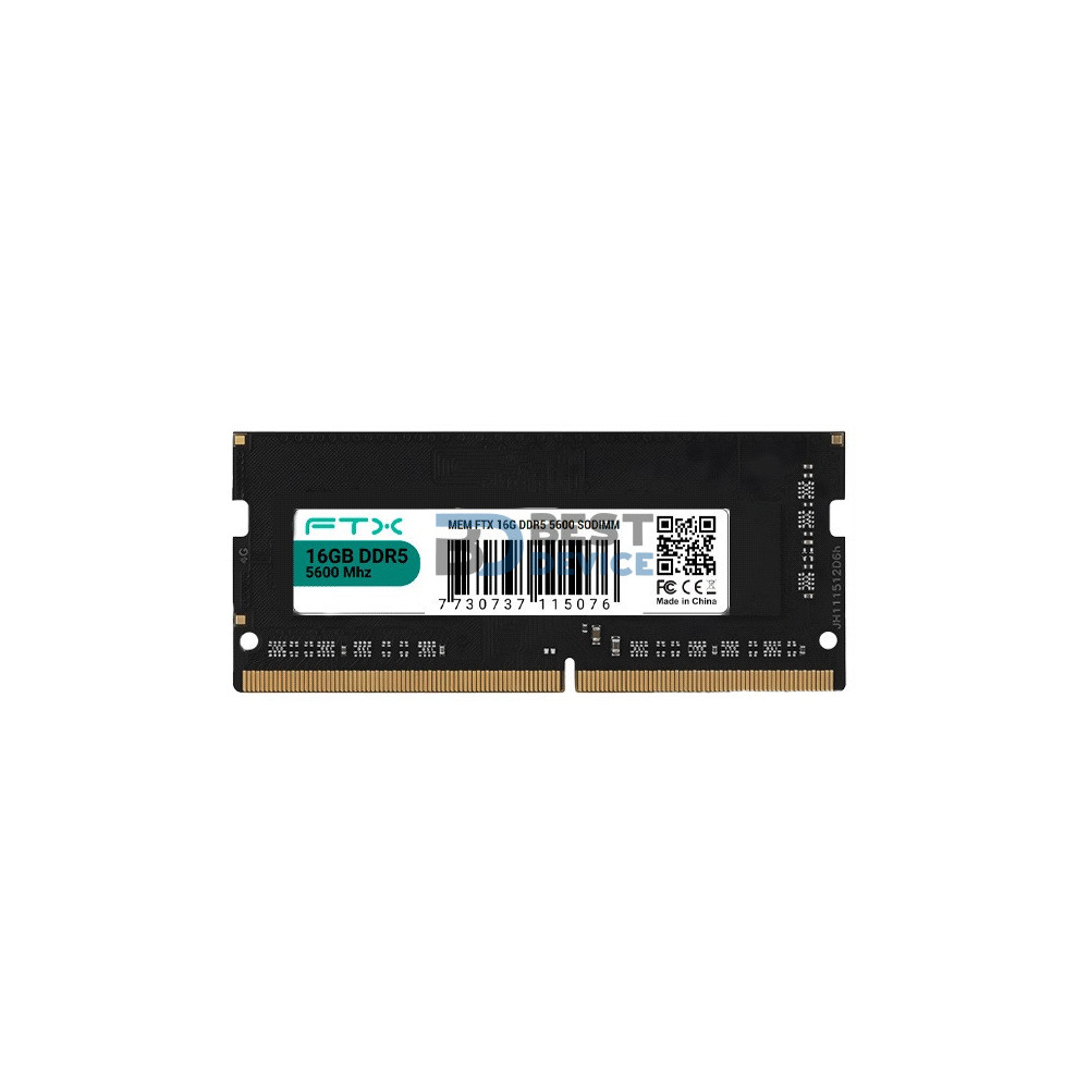 MEMORIA RAM PARA NOTEBOOK DDR5 FTX 16G 5600 115076 MEMORIA RAM PARA NOTEBOOK DDR5 FTX 16G 5600 115076