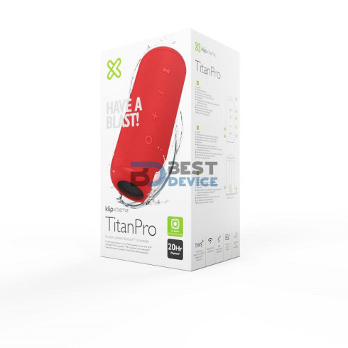 PARLANTE KLIP XTREME 16W KBS-300RD TITANPRO AUX/BT/BAT/IPX7/TWS/ROJO PARLANTE KLIP XTREME 16W KBS-300RD TITANPRO AUX/BT/BAT/IPX7/TWS/ROJO