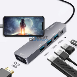 ADAPTADOR ARGOMTECH ARG-UB-0185 5 EN 1 TIPO C ADAPTADOR ARGOMTECH ARG-UB-0185 5 EN 1 TIPO C