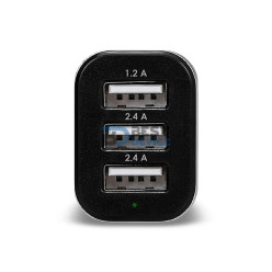CARGADOR PARA AUTO ARGOMTECH ARG-AC-0113BK 3P USB