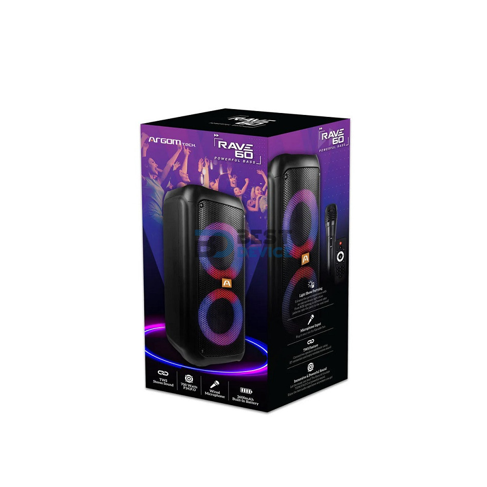 PARLANTE ARGOMTECH ARG-SP-4060BK RAVE 60W BT PARLANTE ARGOMTECH ARG-SP-4060BK RAVE 60W BT