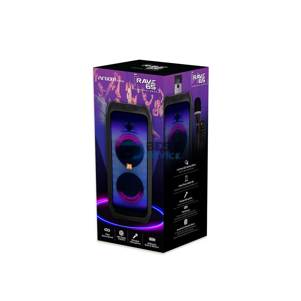 PARLANTE ARGOMTECH ARG-SP-4065BK RAVE 65W BT PARLANTE ARGOMTECH ARG-SP-4065BK RAVE 65W BT