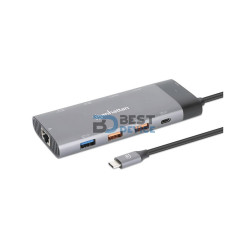 HUB USB-C 3.2/10 EN 1 MANHATTAN 130714 8K/10GBPS/RJ45 GRIS
