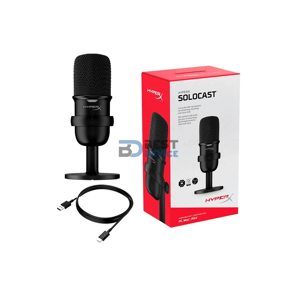 MICROFONO HYPERX 4P5P8AA SOLOCAST 2M 48KHZ/16-BIT NEG (HMIS1X-XX-BK/G)