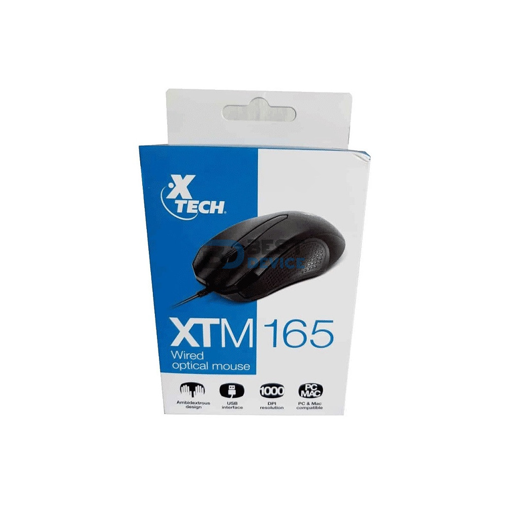 MOUSE XTECH USB XTM-165 1000DPI/3D/3 BOT/NEGRO