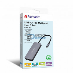 HUB MULTIPUERTO VERBATIM CMH-05 5 PUERTOS USB-C PRO 32150