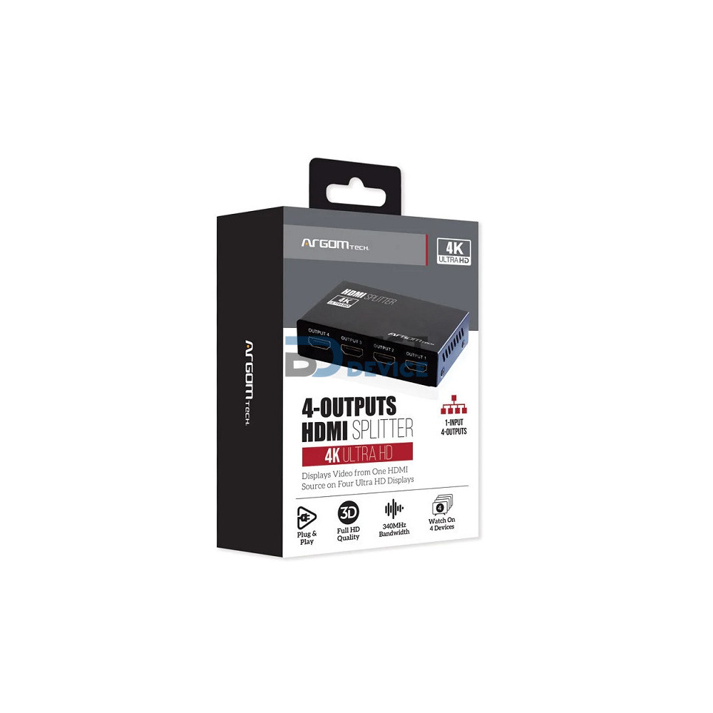 SPLITTER ARGOMTECH ARG-AV-5114 4-OUTPUTS HDMI 4K HD