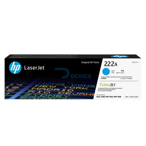 TONER HP 222A CYAN W2221A LJ PRO M203/MFP 3201/3204/3288/3303/3388