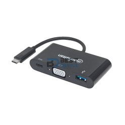 CONVERSOR USB-C 3.1-VGA/USB-A/USB-C MANHATTAN 152044 HD/FHD/60HZ BLISTER NEG