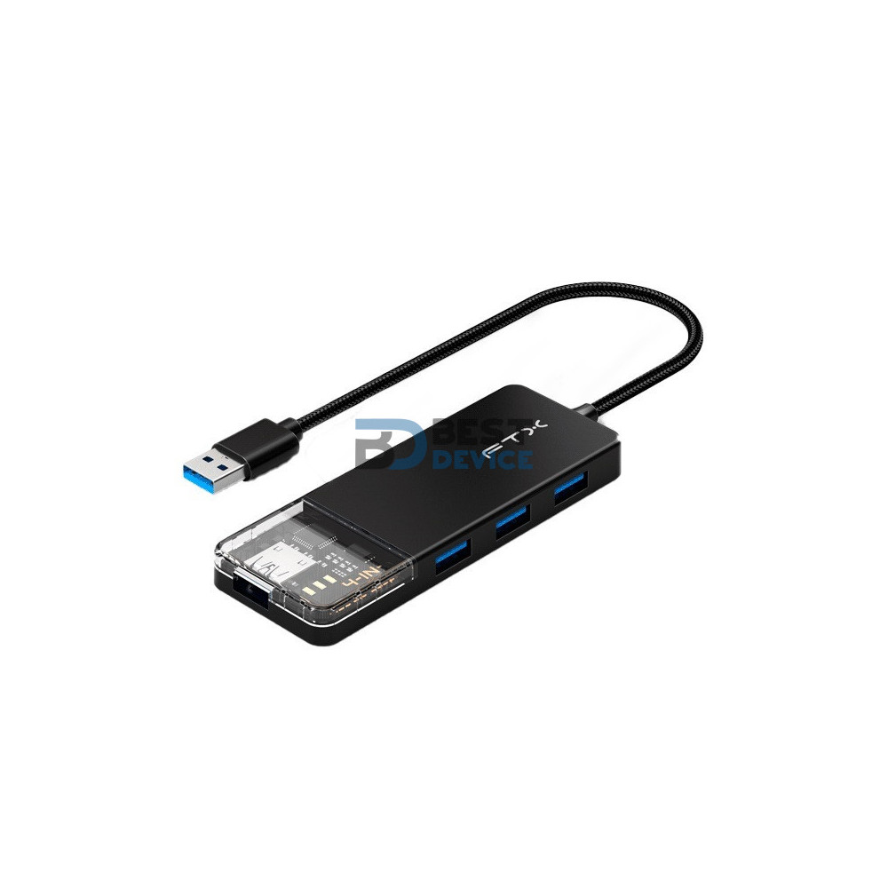FTX HUB FTX-HUBT1-PB USB-A 3.0 4 PORT/5GBPS/USB-C NEGRO