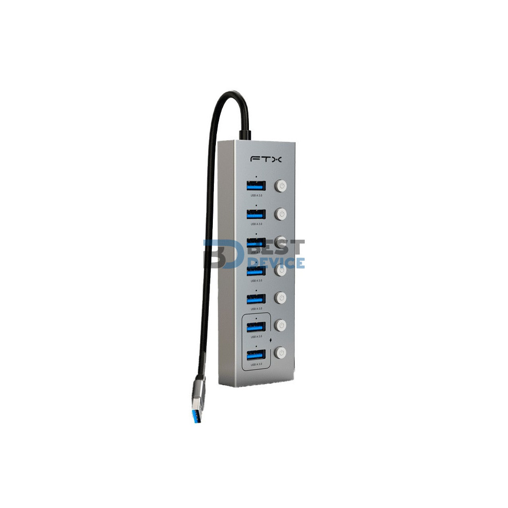 HUB USB-A 3.0 FTX-HUBU7-AG 7 PORT/5GBPS/USB-C GRIS