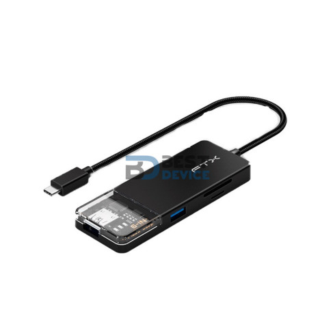 FTX HUB FTX-HUBT4-PB USB-C 3.0/6 EN 1 4K/5GBPS/SD NEGRO