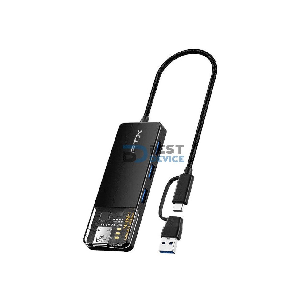 FTX HUB FTX-HUBT3-PB USB-C/USB-A 3.0 4 PORT/5GBPS NEGRO